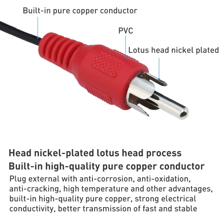 Normal Quality Jack 3.5mm Stereo to RCA Male Audio Cable, Length: 3m, Length: 3m