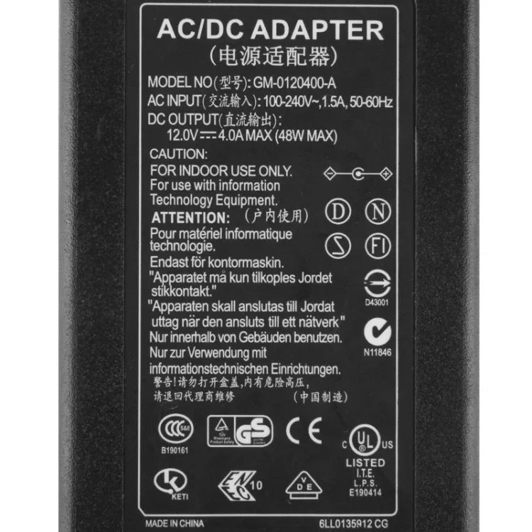 EU Plug 12V 4A / 8 Channel DVR AC Power Adapter, Output Tips: 5.5 x 2.5mm, AU Plug 12V 4A, UK Plug 12V 4A, US Plug 12V 4A, EU Plug 12V 4A