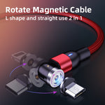 1m 2A Output USB to Micro USB Nylon Braided Rotate Magnetic Charging Cable, 1m Micro USB