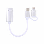 USB 3.0 Female to 8 Pin + USB-C / Type-C Male Charging + Transmission OTG Nylon Braided Adapter Cable, Cable Length: 11cm, 8 Pin Silver + White, 8 Pin Black, 8 Pin Red, 8 Pin Blue