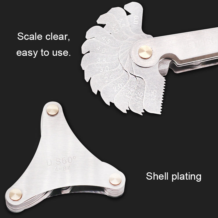 58 PCS Metric 60 Degrees +British 55 Degrees CR Stainless Steel Thread Gauge, 58 PCS Thread Gauge