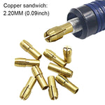 10 PCS Three-claw Copper Clamp Nut for Electric Mill Fittings，Bore diameter: 2.2mm, Bore diameter: 2.2mm
