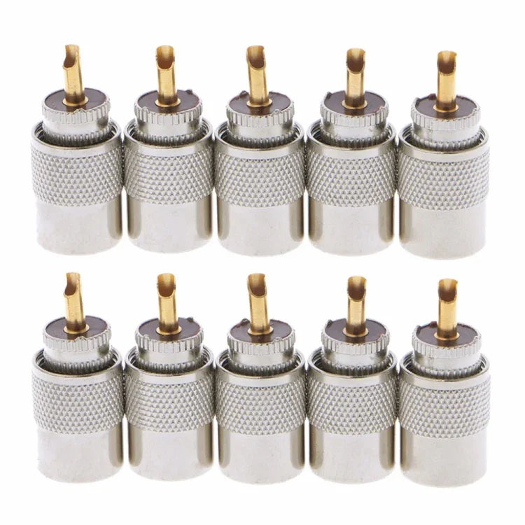 10 PCS UHF Connector Plugs PL-259 Male Solder for RG8X Coaxial Cable