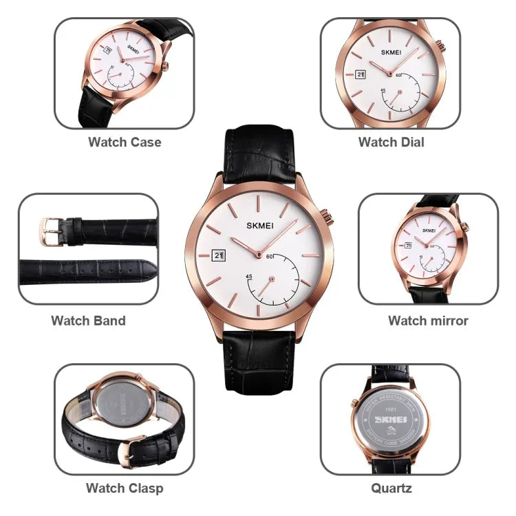 SKMEI 1581 Creative Fashion Men Watch Simple Casual Outdoor Sports Waterproof Two-Pin Quartz Watch
