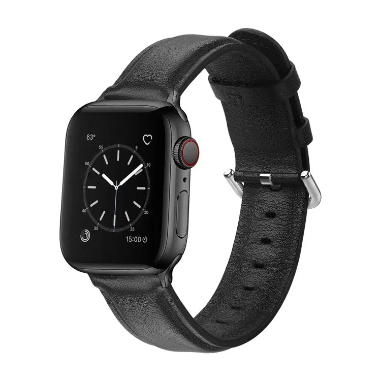 For Apple Watch Series 5 & 4 44mm 3 & 2 & 1 42mm Round Hole Leather Strap