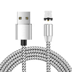 USB to 8 Pin Magnetic Metal Connector Nylon Two-color Braided Magnetic Charging Cable, Cable Length: 1m, 8 Pin