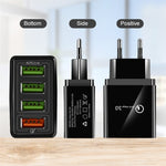 2 in 1 1m USB to Micro USB Data Cable + 30W QC 3.0 4 USB Interfaces Mobile Phone Tablet PC Universal Quick Charger Travel Charger Set, EU Plug, Micro USB Set EU Plug