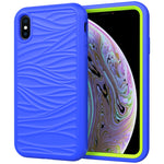 For iPhone XR Wave Pattern 3 in 1 Silicone+PC Shockproof Protective Case
