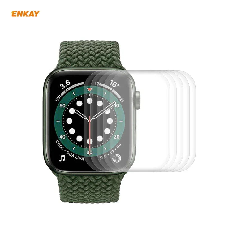 5 PCS For Apple Watch Series 6/5/4/SE 44mm ENKAY Hat-Prince 3D Full Screen PET Curved Hot Bending HD Screen Protector Film, For Apple Watch Series 6/5/4/SE 44mm