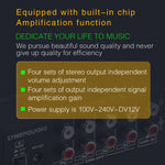 1-In 4-Out Front Stereo Signal Amplifier, Independent Output Volume Adjustment RCA Interface No Loss  Allocator, US Plug, B029