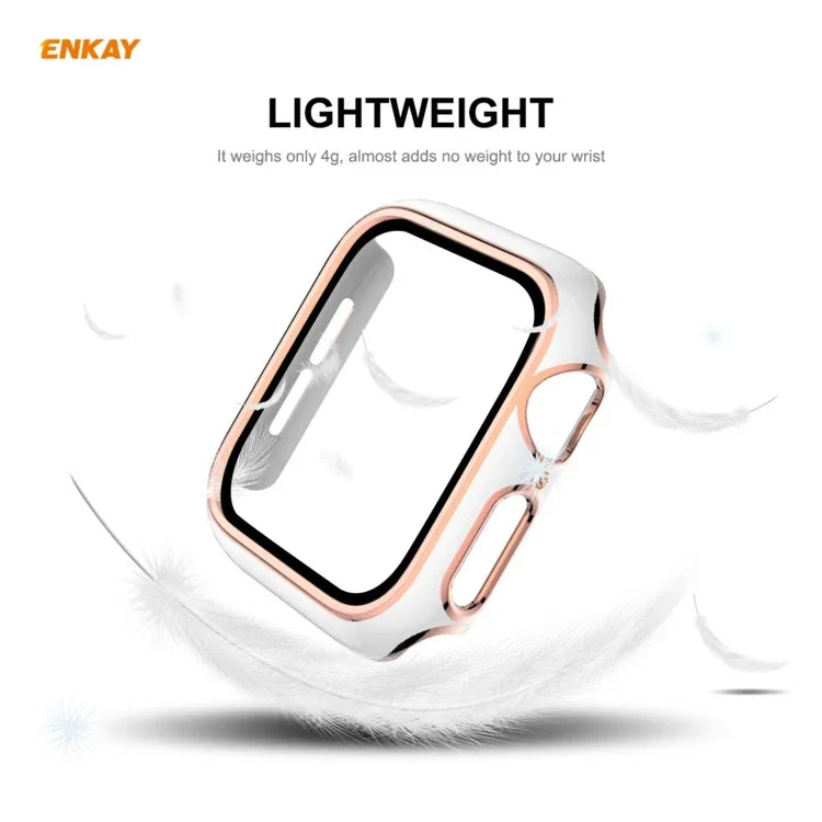 ENKAY Hat-Prince Full Coverage Electroplated PC Case + Tempered Glass Protector for Apple Watch Series 6 / 5 / 4 / SE 40mm, For Apple Watch Series 6 / 5 / 4 / SE 40mm