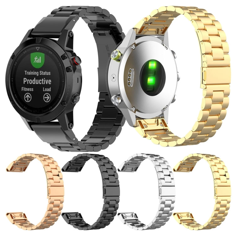 For Garmin Fenix5/Forerunner935/Garmin Approach S60 Stainless Steel Three Strains Of Metal Replacement Quick Release Strap, black, silver, gold, rose gold