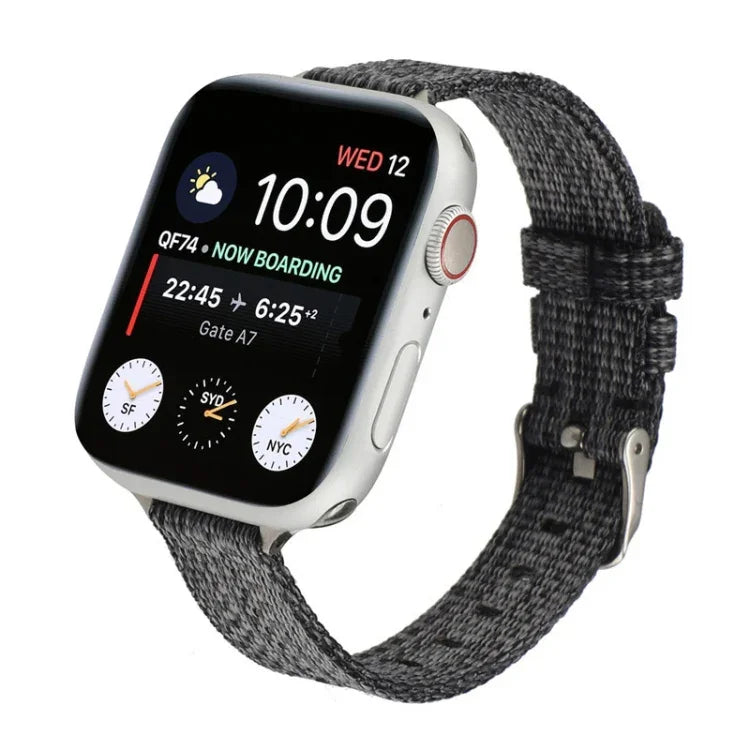 Woven Canvas Nylon Wrist Strap Watch Band, For Series 7 41mm / 6 & SE & 5 & 4 40mm / 3 & 2 & 1 38mm, For Series 7 45mm / 6 & SE & 5 & 4 44mm / 3 & 2 & 1 42mm
