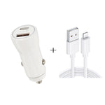 P21 PD 20W USB-C / Type-C + QC3.0 18W USB Fast Car Charger with USB to 8 Pin Data Cable Set, USB to 8 Pin