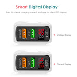 F002C QC3.0 USB + USB 2.0 LED Digital Display Fast Charger with USB to Type-C Data Cable, EU Plug, EU Plug +  Type-C Cable