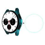 ENKAY For Samsung Galaxy Watch4 Classic 42mm ENKAY Hat-Prince Full Coverage Electroplate Soft Case TPU HD Clear Cover + Tempered Glass Protector, For Samsung Galaxy Watch4 Classic 42mm