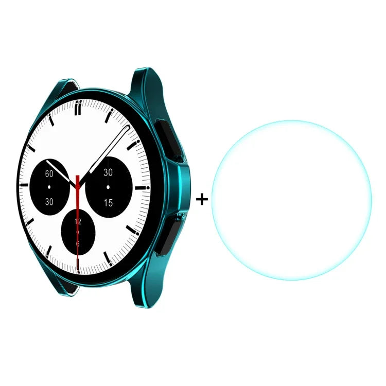 ENKAY For Samsung Galaxy Watch4 Classic 42mm ENKAY Hat-Prince Full Coverage Electroplate Soft Case TPU HD Clear Cover + Tempered Glass Protector, For Samsung Galaxy Watch4 Classic 42mm