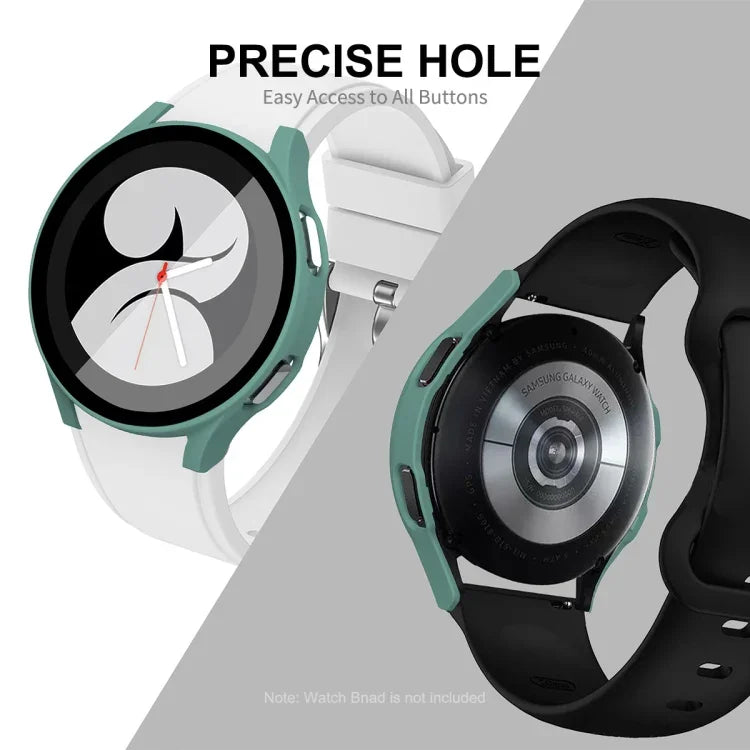 ENKAY Hat-Prince Full Coverage PC Frame + Tempered Glass Protector Composite Case for Samsung Galaxy Watch4 44mm