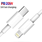 CS-20W Mini Portable PD3.0 + QC3.0 Dual Ports Fast Charger with 3A Type-C to 8 Pin Data Cable, Charger + Type-C to 8 Pin Cable