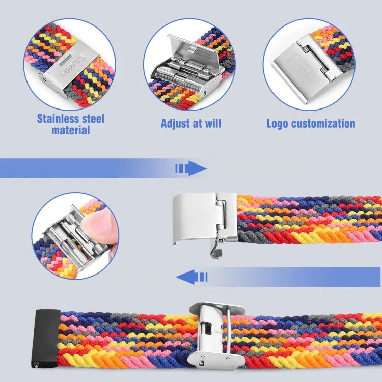 Nylon Braided Metal Buckle Strap for Galaxy Watch 4 20mm, 20mm