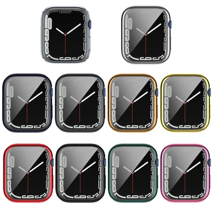 Shockproof TPU Full Protective Shell with Protective Film, For Apple Watch Series 9 / 8 / 7 45mm, For Apple Watch Series 9 / 8 / 7 41mm