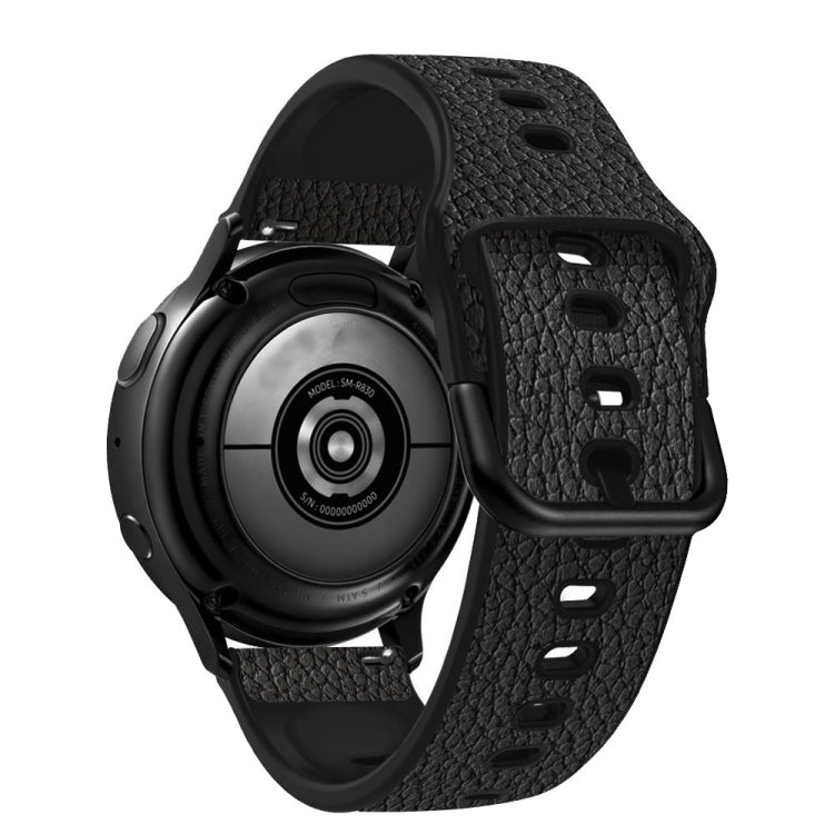 TPU +Lychee Pattern Leather Watch Strap, For Huawei Watch GT Runner / Watch GT 3 46mm, For Huawei Watch GT 3 42mm / Watch GT 2 42mm