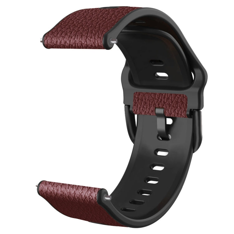 TPU +Lychee Pattern Leather Watch Strap, For Huawei Watch GT Runner / Watch GT 3 46mm, For Huawei Watch GT 3 42mm / Watch GT 2 42mm