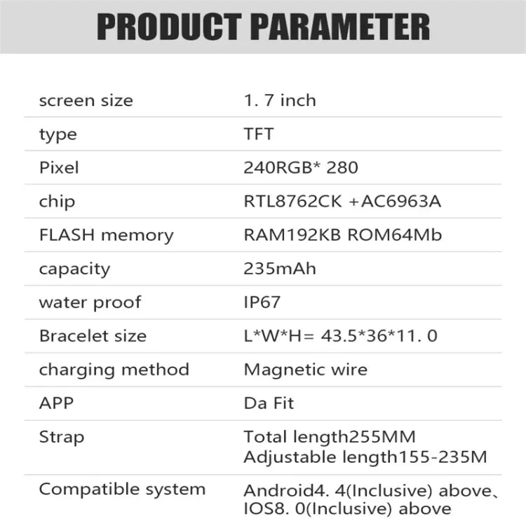 Y22 1.7inch IP67 Color Screen Smart Watch