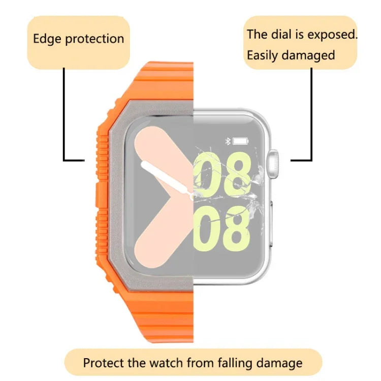 Silicone Strap with Case For Apple Watch Series, 7 41mm / 6&SE&5&4 40mm / 3&2&1 38mm, 7 45mm / 6&SE&5&4 44mm / 3&2&1 42mm