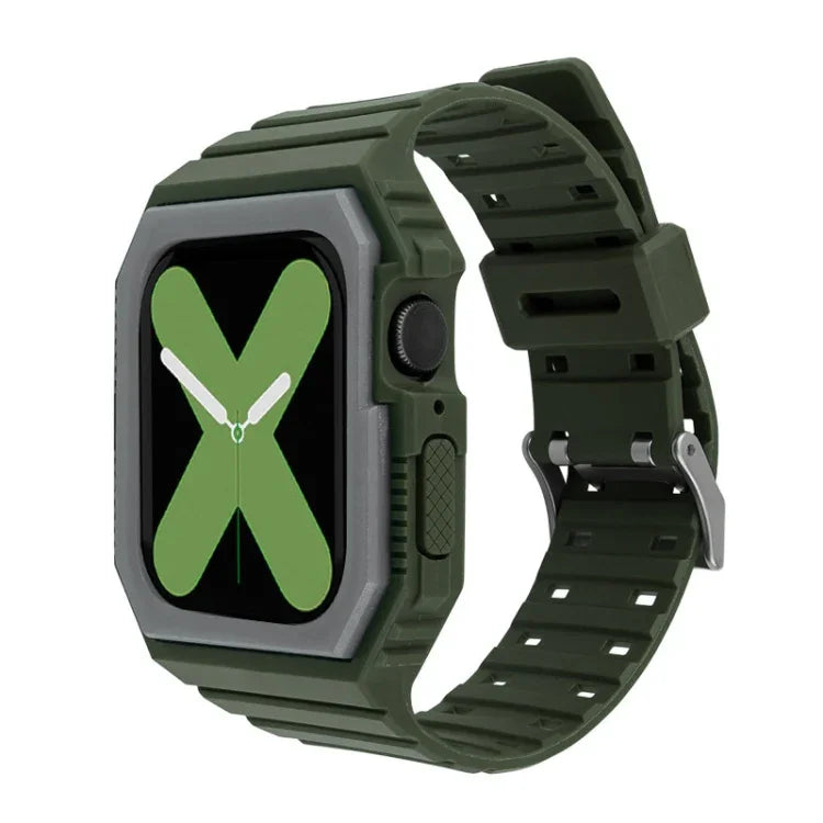 Silicone Strap with Case For Apple Watch Series, 7 41mm / 6&SE&5&4 40mm / 3&2&1 38mm, 7 45mm / 6&SE&5&4 44mm / 3&2&1 42mm