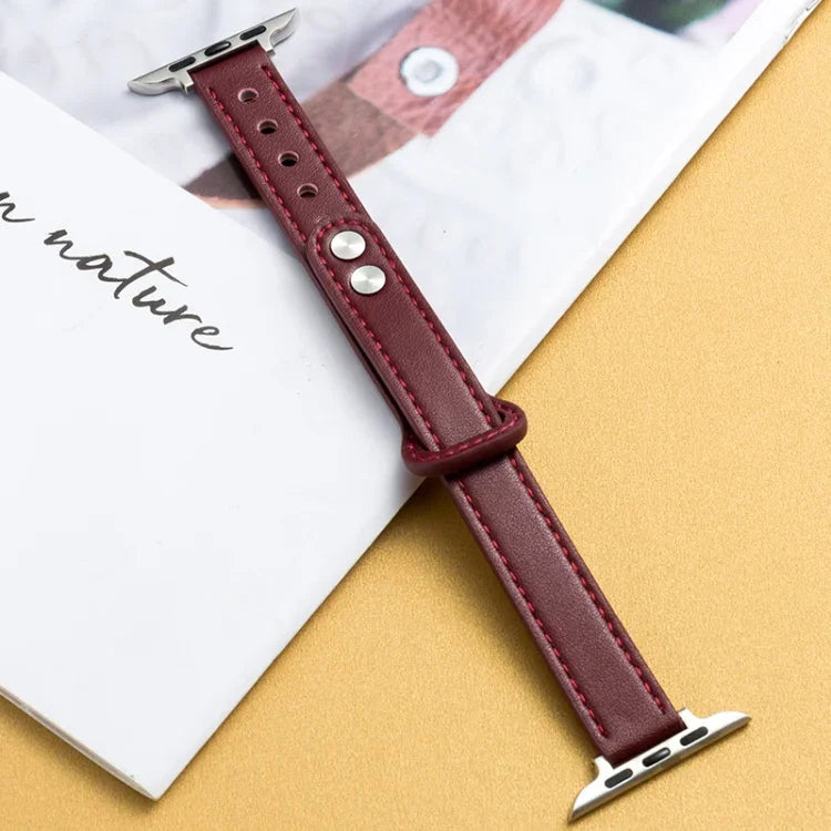 Microfiber Leather Car Line Small Waist Double Buckle Watch Strap, 7 41mm / 6&SE&5&4 40mm / 3&2&1 38mm, 7 45mm / 6&SE&5&4 44mm / 3&2&1 42mm