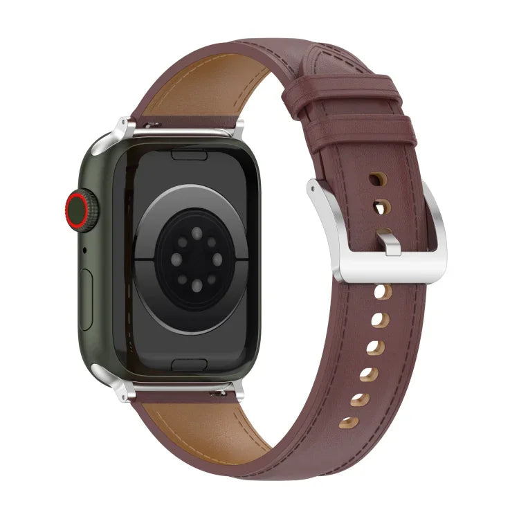 Top Layer Cowhide Sewing Watch Strap For Apple Watch Series, 7 41mm / 6&SE&5&4 40mm / 3&2&1 38mm 20mm, 7 45mm / 6&SE&5&4 44mm / 3&2&1 42mm 22mm, 7 41mm / 6&SE&5&4 40mm / 3&2&1 38mm 22mm, 7 45mm / 6&SE&5&4 44mm / 3&2&1 42mm 20mm