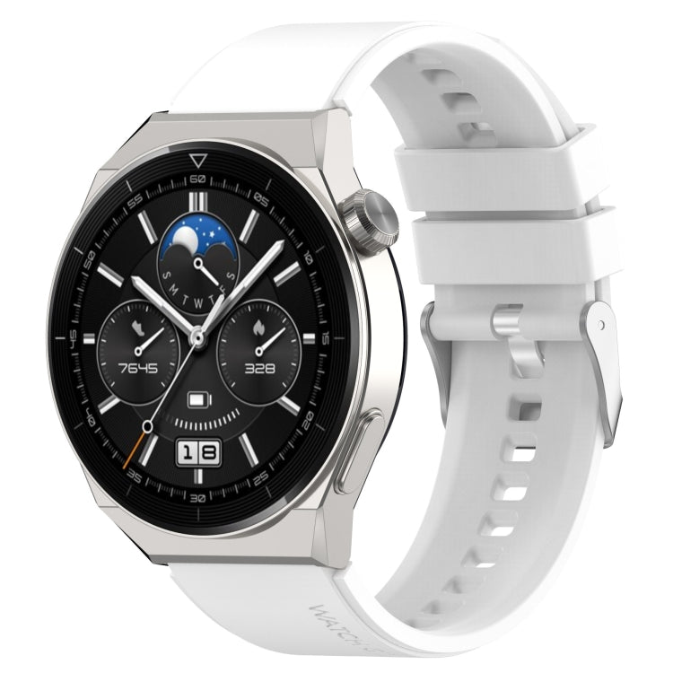 Protruding Head Silver Buckle Silicone Watch Band, For Huawei Watch GT 3 Pro 46mm 22mm, For Huawei Watch GT 3 Pro 43mm 20mm
