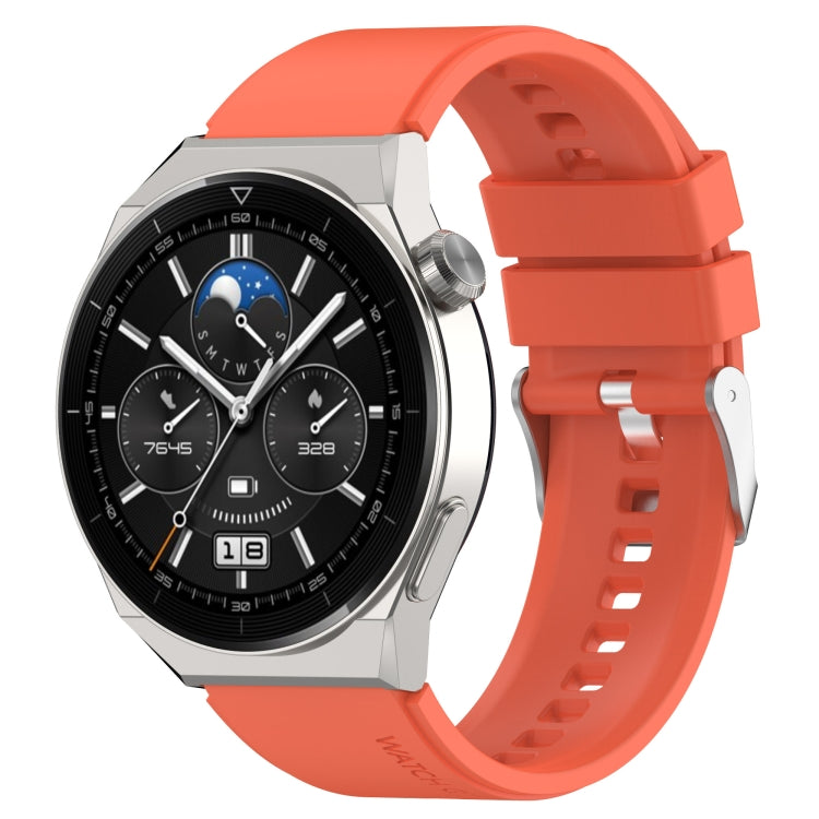 Protruding Head Silver Buckle Silicone Watch Band, For Huawei Watch GT 3 Pro 46mm 22mm, For Huawei Watch GT 3 Pro 43mm 20mm