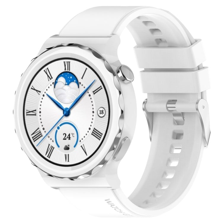Protruding Head Silver Buckle Silicone Watch Band, For Huawei Watch GT 3 Pro 46mm 22mm, For Huawei Watch GT 3 Pro 43mm 20mm