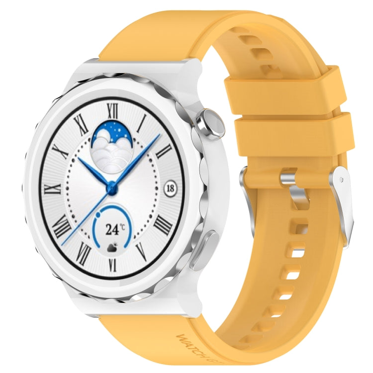 Protruding Head Silver Buckle Silicone Watch Band, For Huawei Watch GT 3 Pro 46mm 22mm, For Huawei Watch GT 3 Pro 43mm 20mm