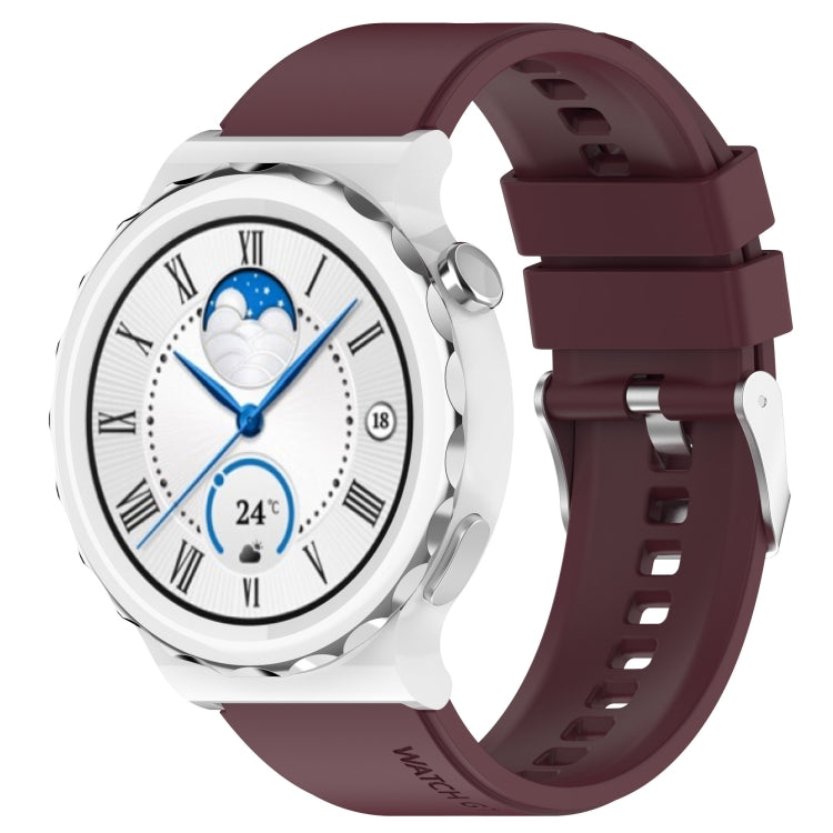 Protruding Head Silver Buckle Silicone Watch Band, For Huawei Watch GT 3 Pro 46mm 22mm, For Huawei Watch GT 3 Pro 43mm 20mm