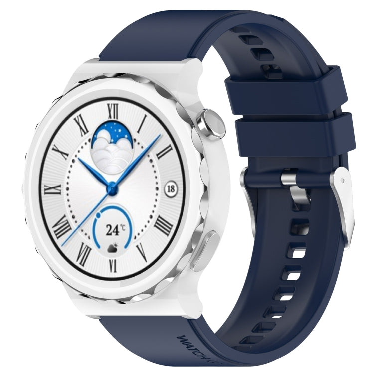 Protruding Head Silver Buckle Silicone Watch Band, For Huawei Watch GT 3 Pro 46mm 22mm, For Huawei Watch GT 3 Pro 43mm 20mm