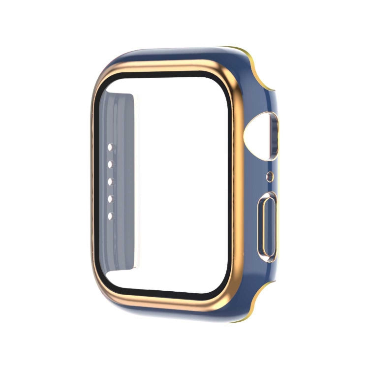 Electroplating Two-color PC+Tempered Film Watch Case, For Apple Watch Series 9 / 8 / 7 45mm, For Apple Watch Series 6/5/4/SE 44mm