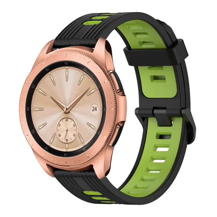 20mm Vertical Pattern Two-Color Silicone Watch Band, For Samsung Galaxy watch 42mm, For Samsung Gear Sport, For Samsung Gear S2 Classic