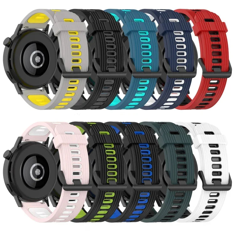 20mm Vertical Pattern Two-Color Silicone Watch Band, For Samsung Galaxy watch 42mm, For Samsung Gear Sport, For Samsung Gear S2 Classic