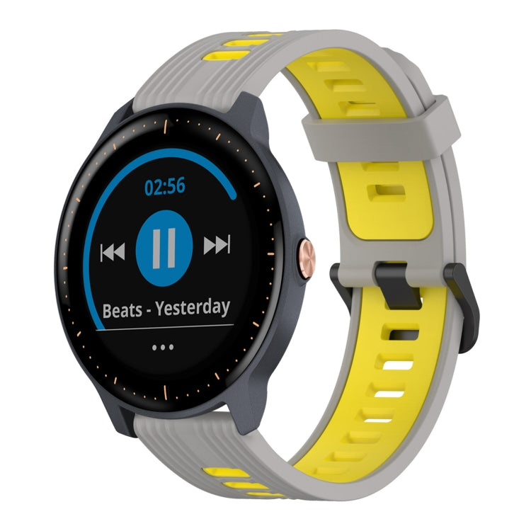20mm Vertical Pattern Two-Color Silicone Watch Band, For Garmin Forerunner 245 Music, For Garmin Vivoactive 3 Music