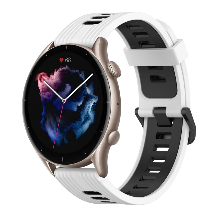 22mm Vertical Pattern Two-Color Silicone Watch Band, For Amazfit GTR 3, For Amazfit GTR 3 pro, For Amazfit GTR 2e, For Amazfit GTR 2