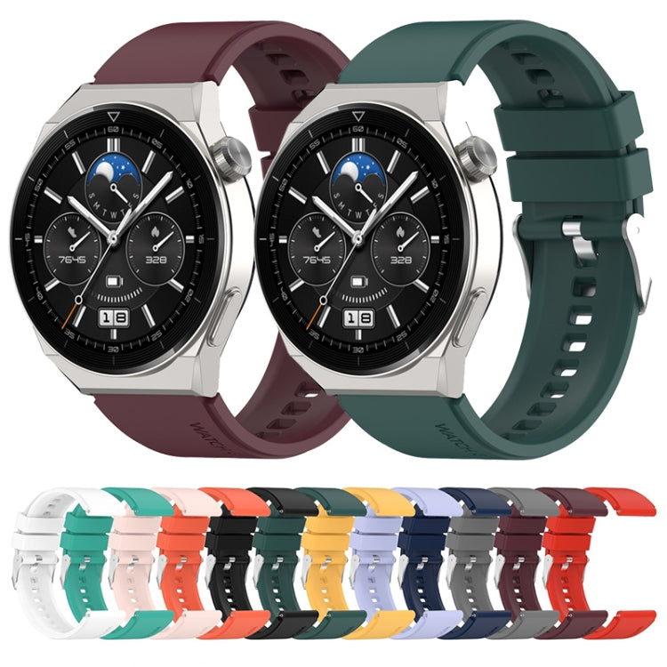 Protruding Head Silicone Strap Silver Buckle, For Huawei  Watch GT Runner 22mm, For Huawei Watch GT3 46mm 22mm, For Huawei Watch 3 / Watch3 Pro 22mm, For Huawei Watch GT2 Pro / GT2e 22mm