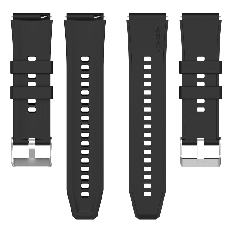 Protruding Head Silicone Strap Silver Buckle, For Huawei Watch GT2 42mm / Watch 2 20mm, For Honor Magic Watch 2 42mm 20mm