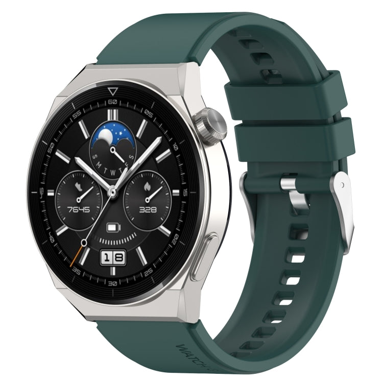 Protruding Head Silicone Strap Silver Buckle, For Huawei Watch GT2 42mm / Watch 2 20mm, For Honor Magic Watch 2 42mm 20mm