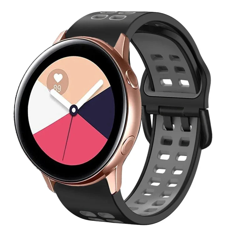 20mm Breathable Two-Color Silicone Watch Band, For Samsung Galaxy Watch 4 Classic 42mm, For Galaxy Watch Active 2