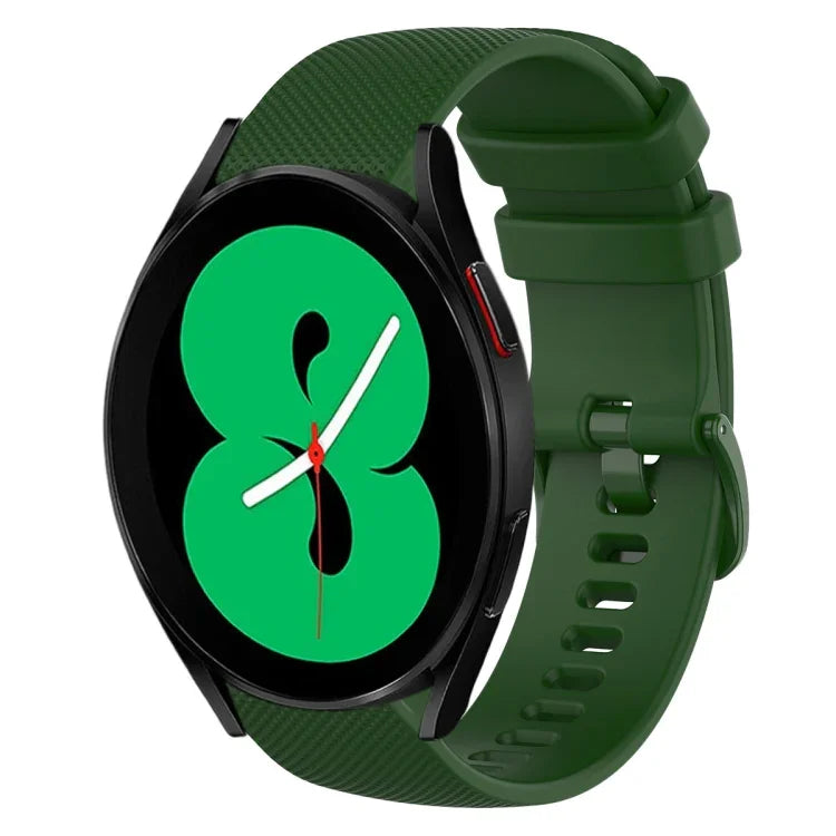 20mm Plaid Solid Color Silicone Watch Band, For Samsung Galaxy Watch4 44mm, For Samsung Galaxy Watch4 Classic 46mm, For Samsung Galaxy Watch4 Classic 42mm, For Samsung Galaxy Watch Active 2