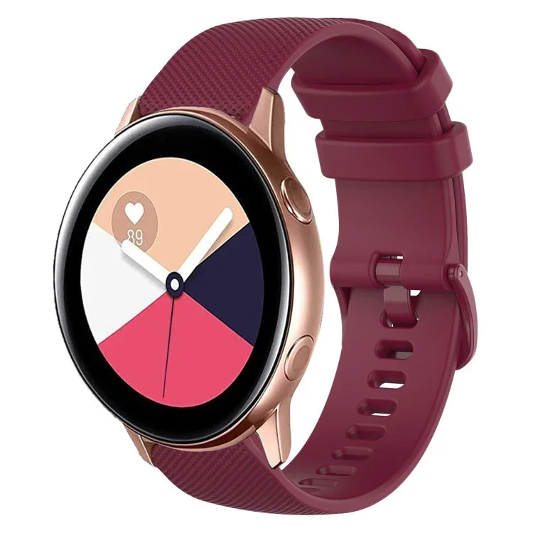 20mm Plaid Solid Color Silicone Watch Band, For Samsung Galaxy Watch4 44mm, For Samsung Galaxy Watch4 Classic 46mm, For Samsung Galaxy Watch4 Classic 42mm, For Samsung Galaxy Watch Active 2