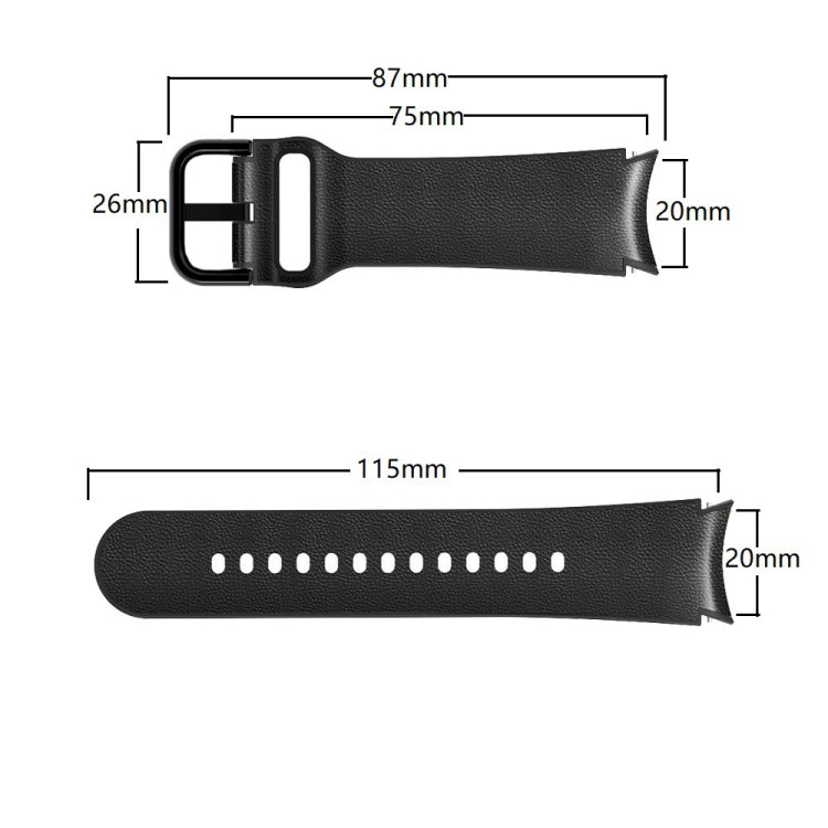 20mm Silicone Adhesive Leather Watch Band, For Samsung Galaxy Watch 5 40mm, For Samsung Galaxy Watch 5 44mm, For Samsung Galaxy Watch 5 Pro 45mm, For Samsung Galaxy Watch 4 40mm, For Samsung Galaxy Watch 4 44mm